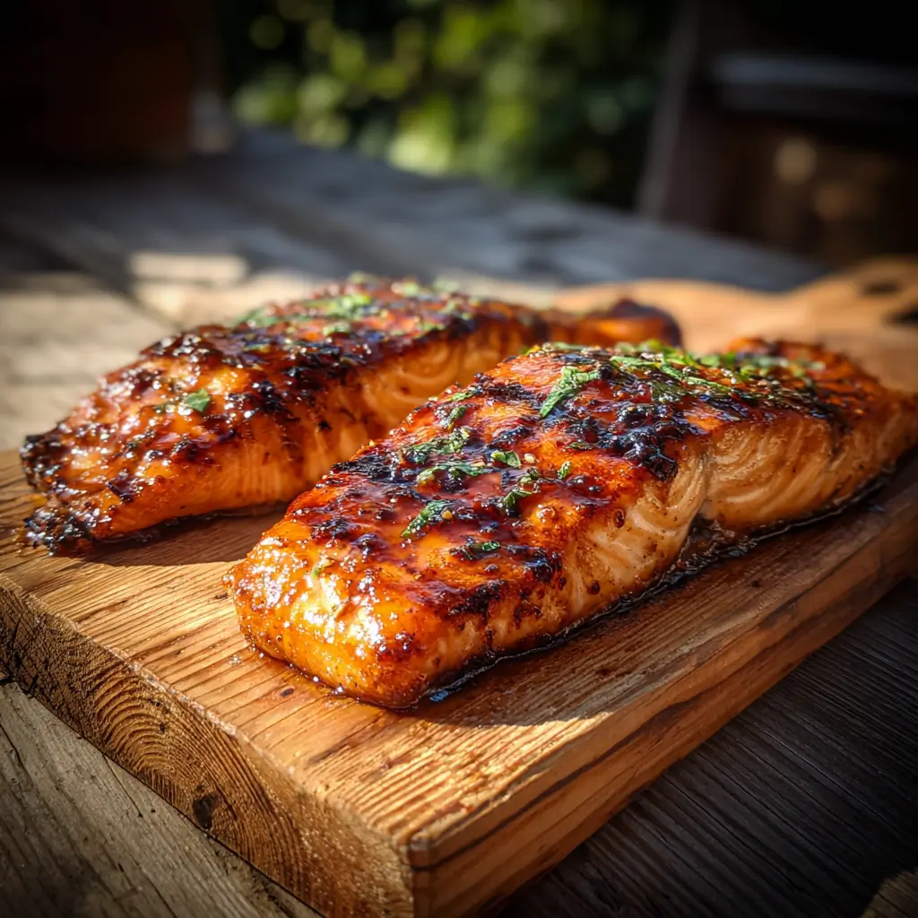 cedar wood for smoking salmon after grilling resting stage