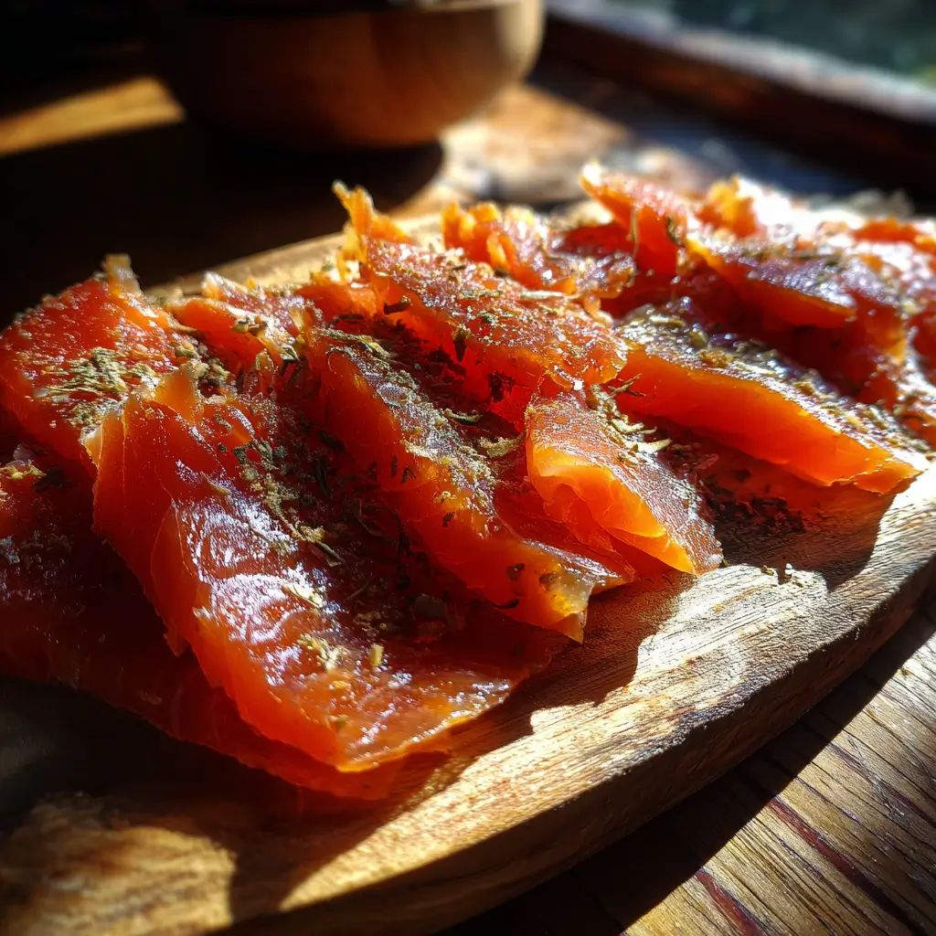 homemade lightly smoked salmon after smoking