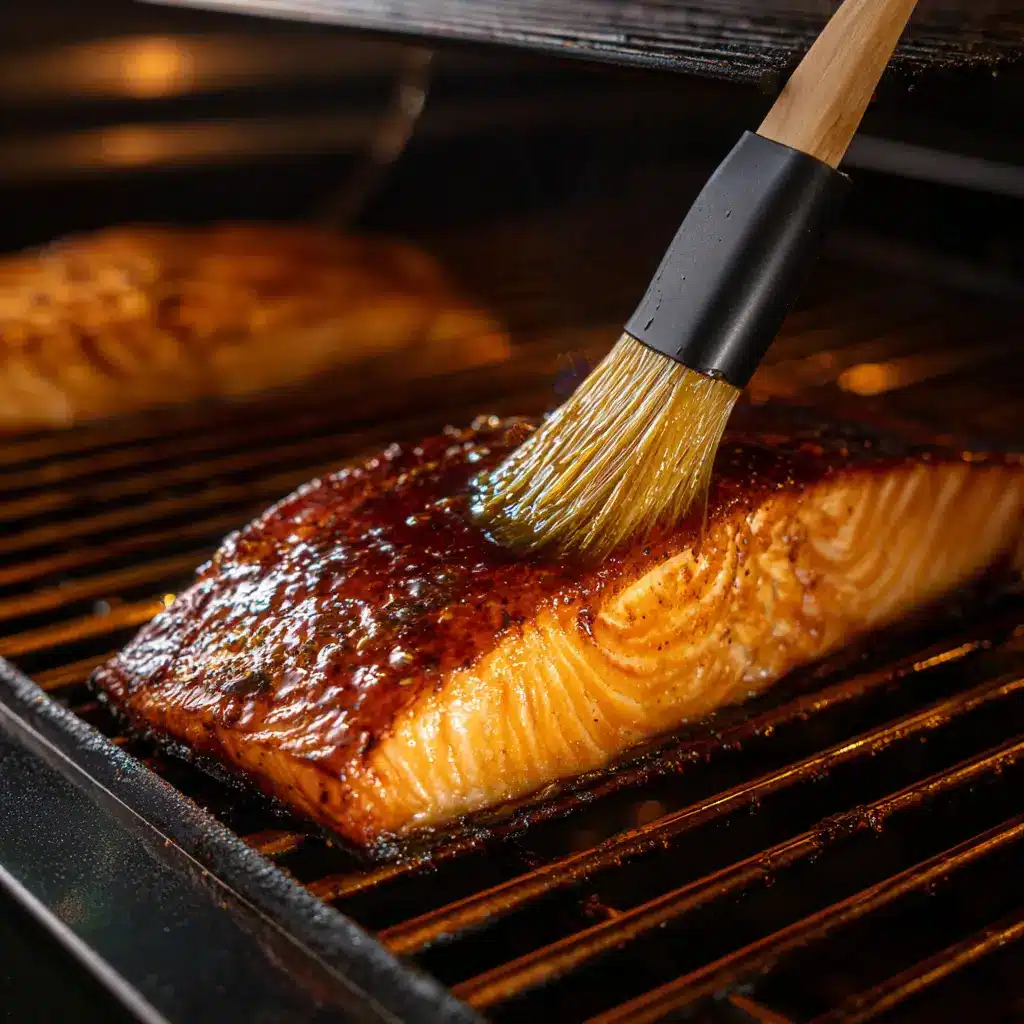 Hot-Smoked Salmon cooking inside smoker