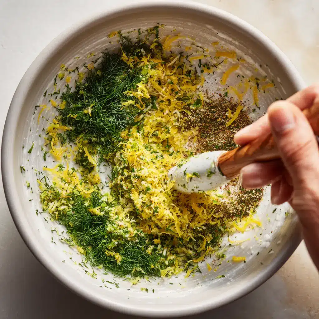 Lemon Herb Smoked Salmon Rub: A Zesty Twist for Perfectly Smoked Salmon 3 Mixing lemon herb smoked salmon rub ingredients by hand