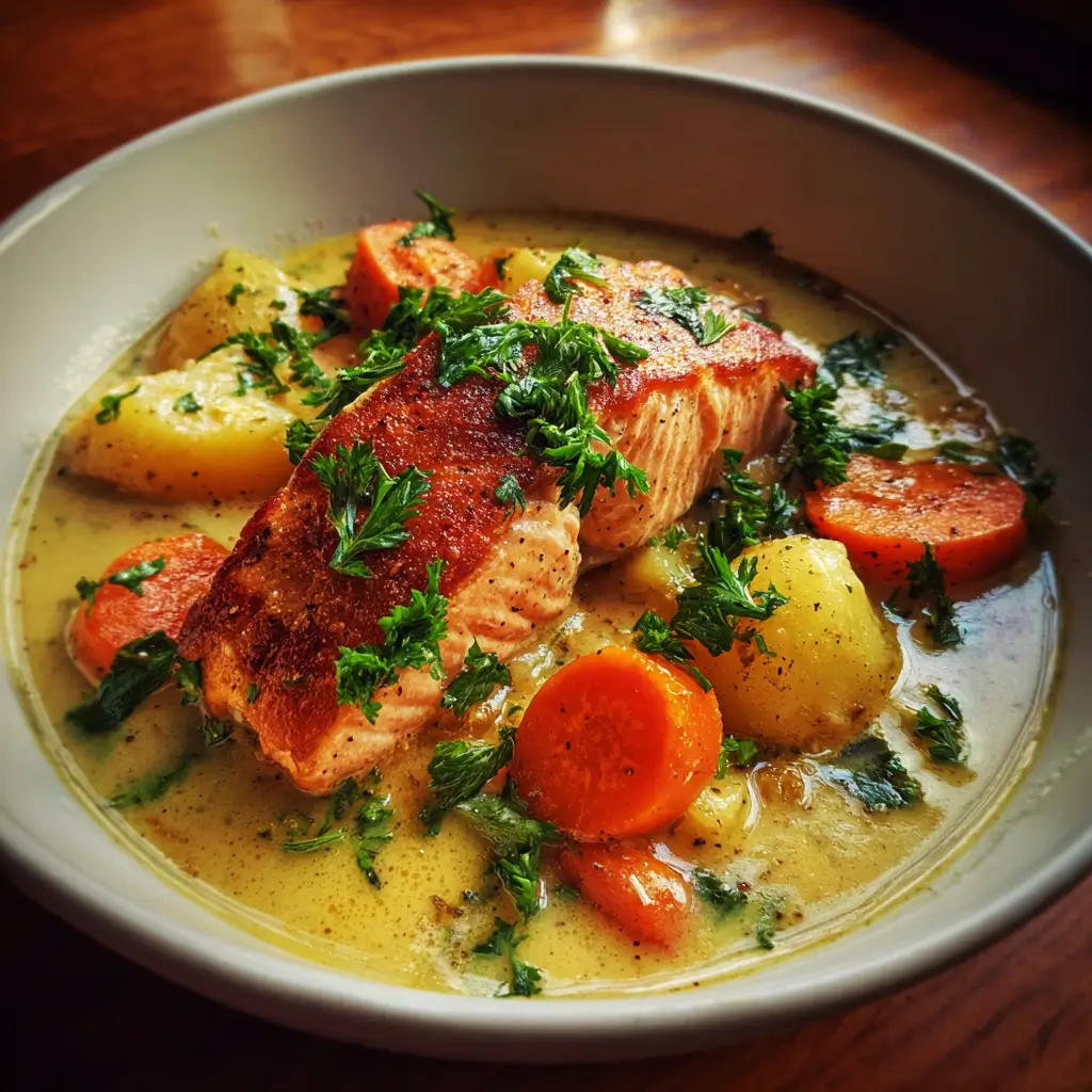 Stewed Salmon one-pot creamy recipe