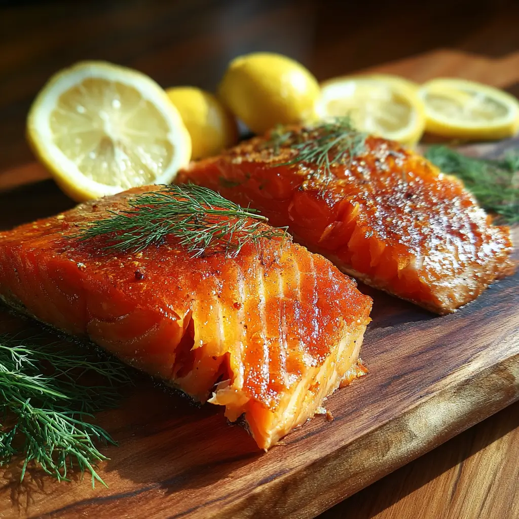Cold vs hot smoked salmon nutrition comparison on wooden board