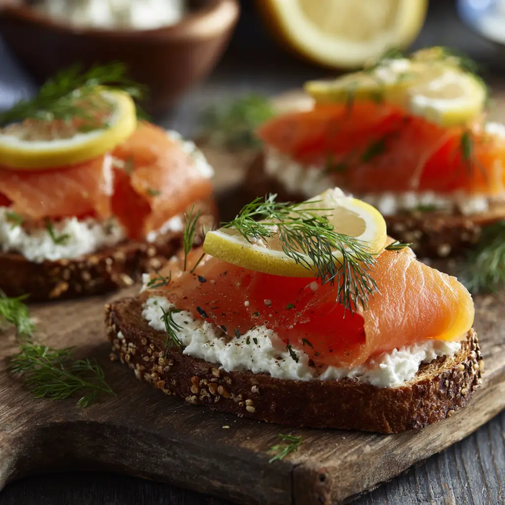 Easy smoked salmon breakfast toast with cream cheese and dill