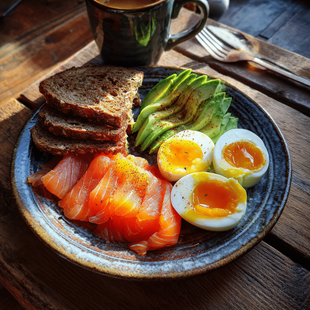 High Protein Smoked Salmon Breakfast — The Ultimate Energizing Morning Meal 2 High protein smoked salmon breakfast with avocado and eggs