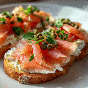 How to use lightly smoked salmon on toast with cream cheese and herbs