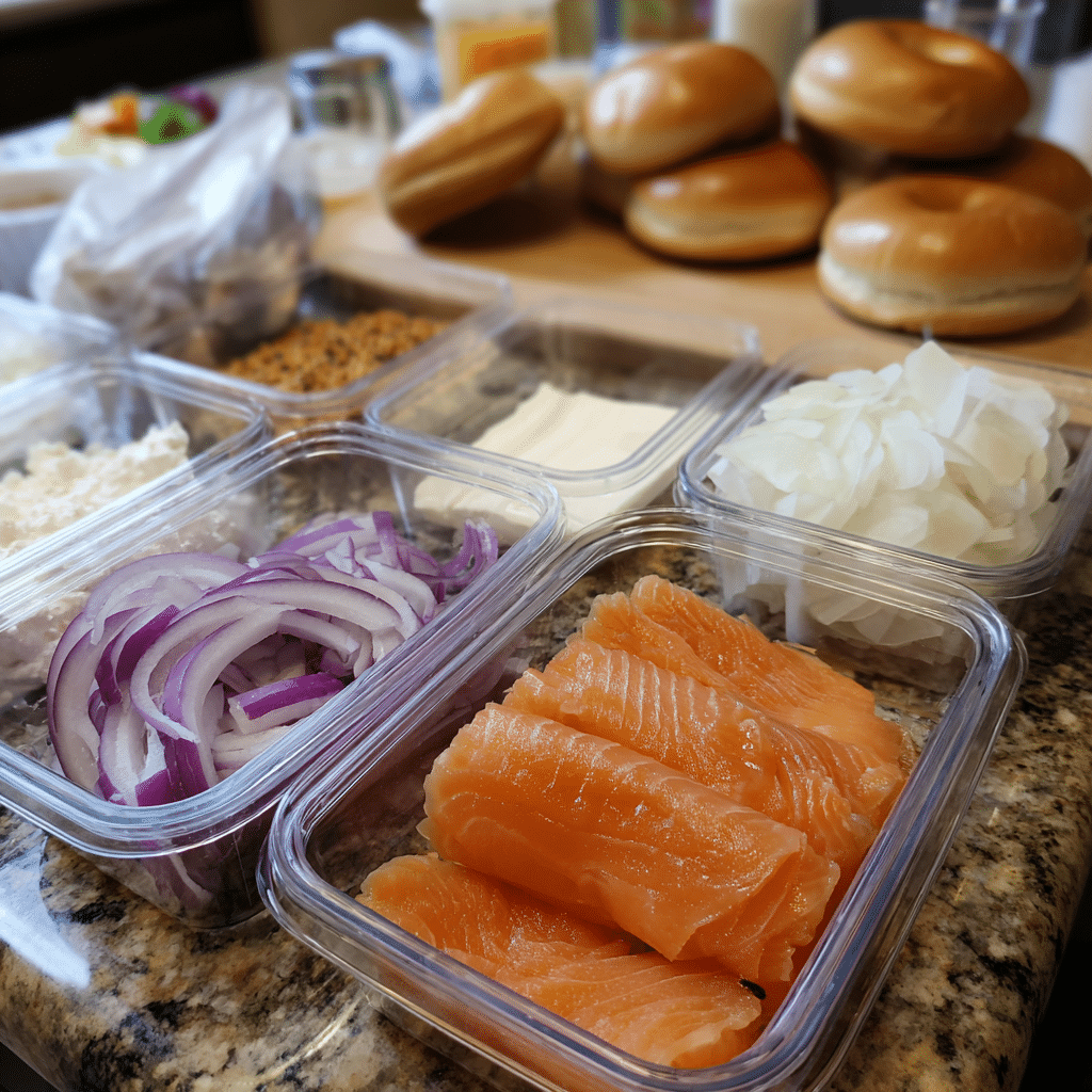 meal prep for smoked salmon bagel breakfast