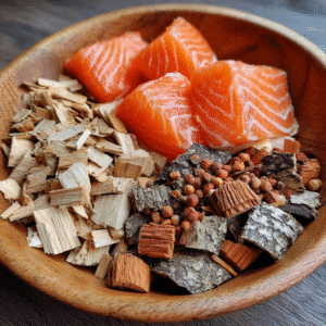 Mixing wood flavors for smoking salmon