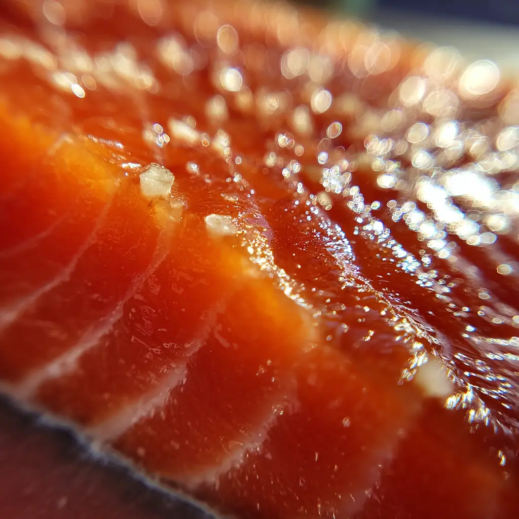 Omega-3 in smoked salmon close-up image
