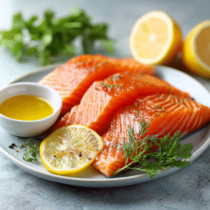Overcooked smoked salmon fix with olive oil and lemon