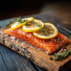 serving smoked salmon made with alder wood