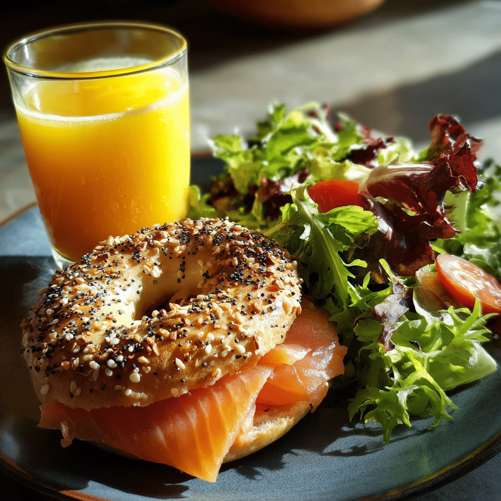 Smoked salmon everything bagel brunch pairing