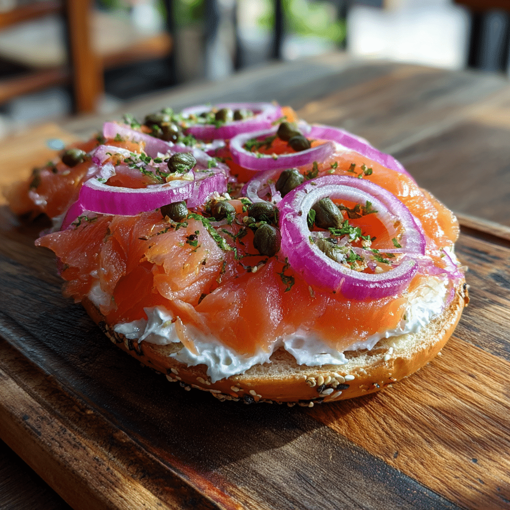 smoked salmon bagel toppings with capers and red onion