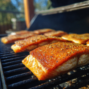 smoked salmon Traeger grill recipe with golden crust