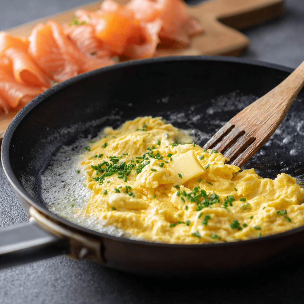 Smoked Salmon Egg Wrap — A Protein-Packed Breakfast You’ll Love 4 cooking scrambled eggs for smoked salmon egg wrap