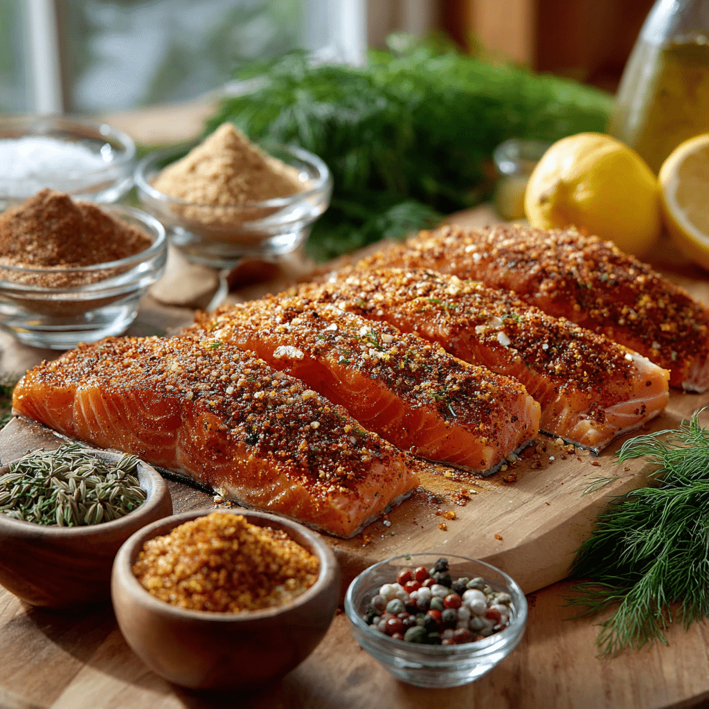 Master the Smoked Salmon Rub Recipe: 7 Blends for Perfect Flavor 8 homemade smoked salmon rub on raw salmon fillet
