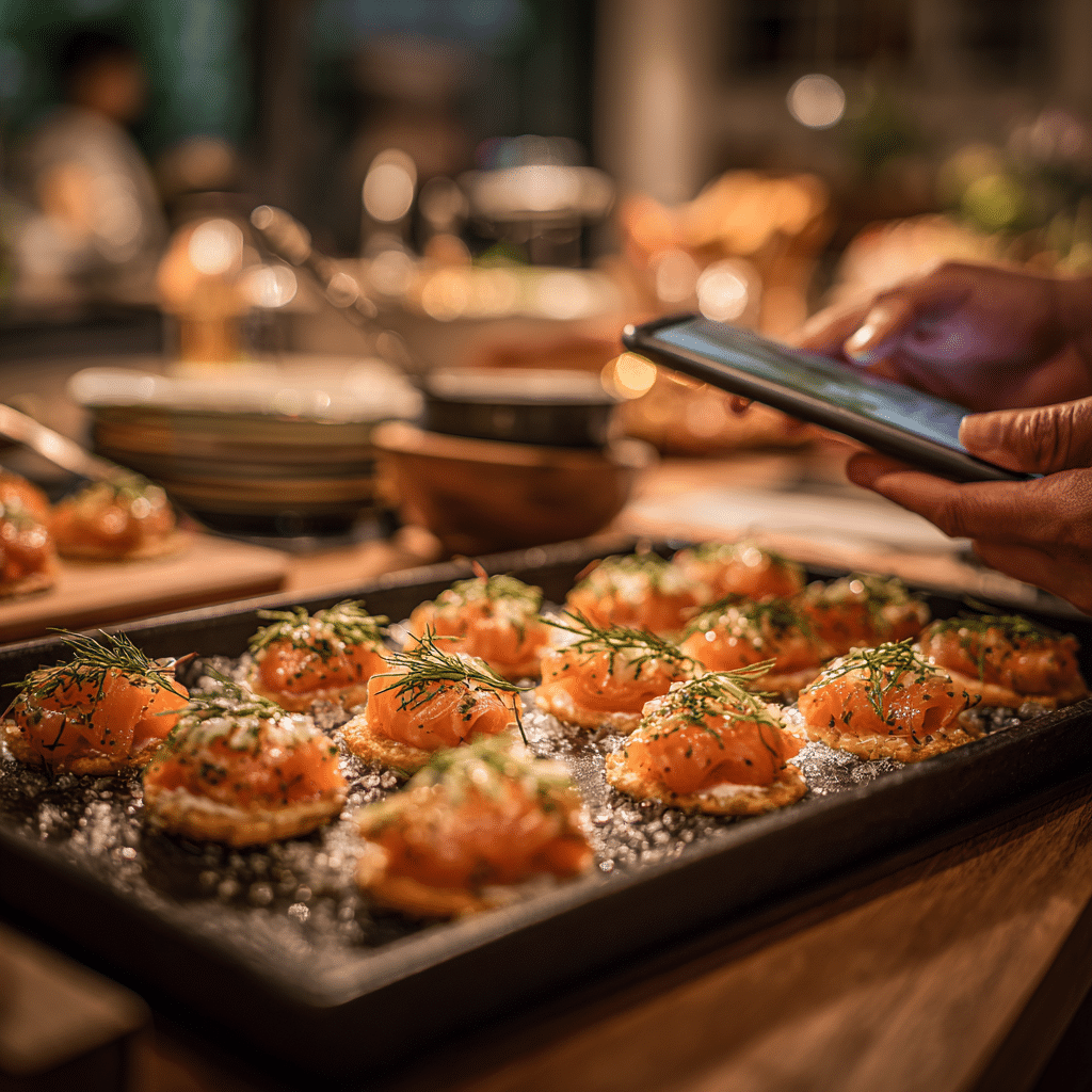 Easy Smoked Salmon Appetizers: Elegant Bites for Effortless Entertaining 5 Host preparing easy smoked salmon appetizers for guests