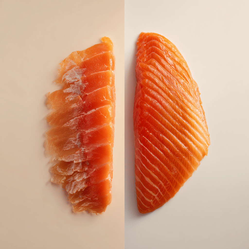 Beyond the Bagel: Understanding Different Smoked Salmon Styles 5 lightly smoked vs fully smoked salmon side by side comparison