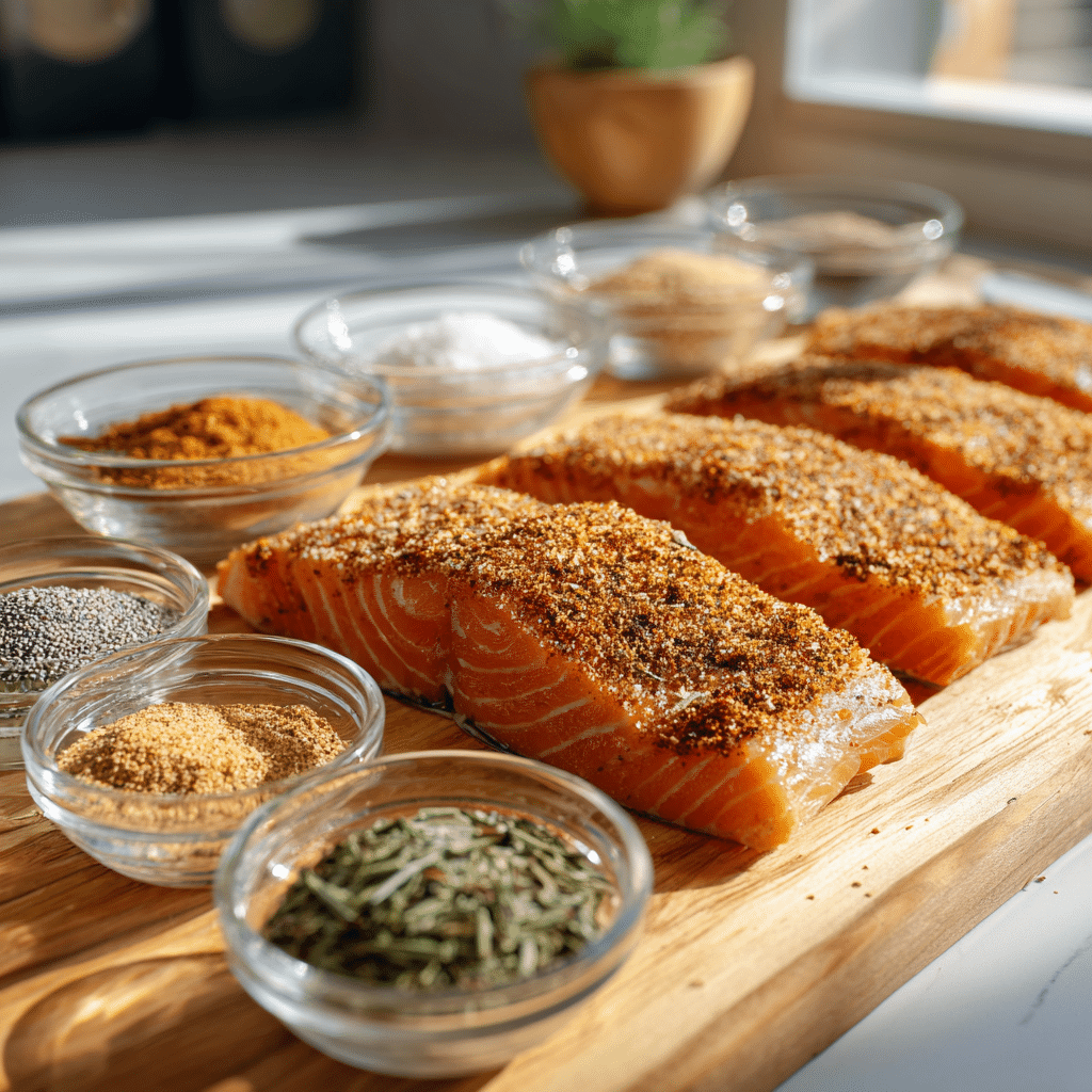 Master the Smoked Salmon Rub Recipe: 7 Blends for Perfect Flavor 6 salmon dry rub recipe on raw salmon fillet