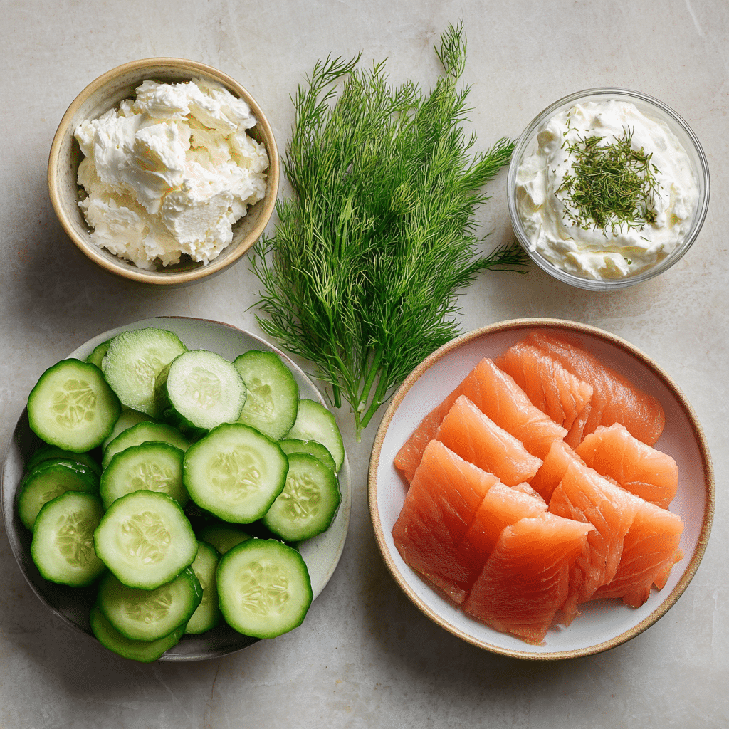 ingredients for smoked salmon cucumber bites