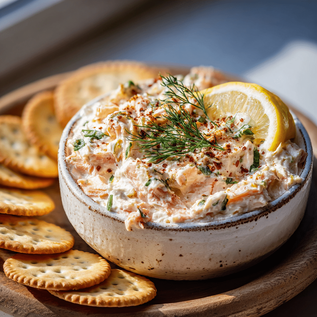 creamy smoked salmon dip with lemon and dill