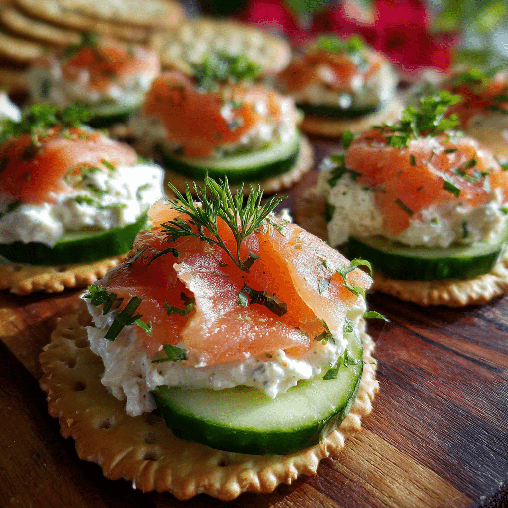Smoked Salmon Dip and Spread — A Creamy, Flavorful Party Favorite 4 smoked salmon dip served on crackers and cucumber slices