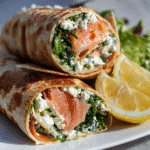 Smoked salmon feta wrap with creamy feta and fresh greens