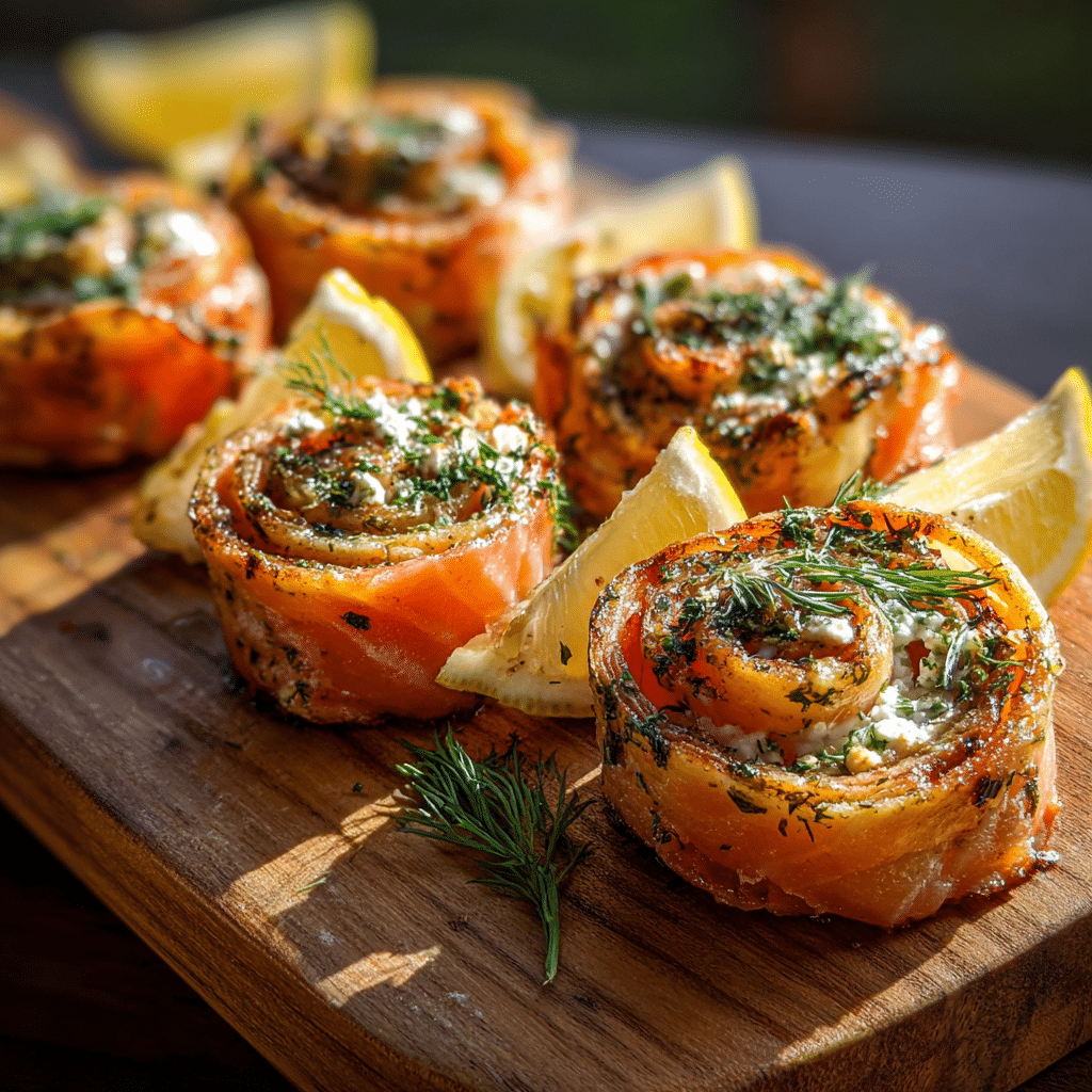 Smoked salmon pinwheel appetizers with cream cheese and tortillas