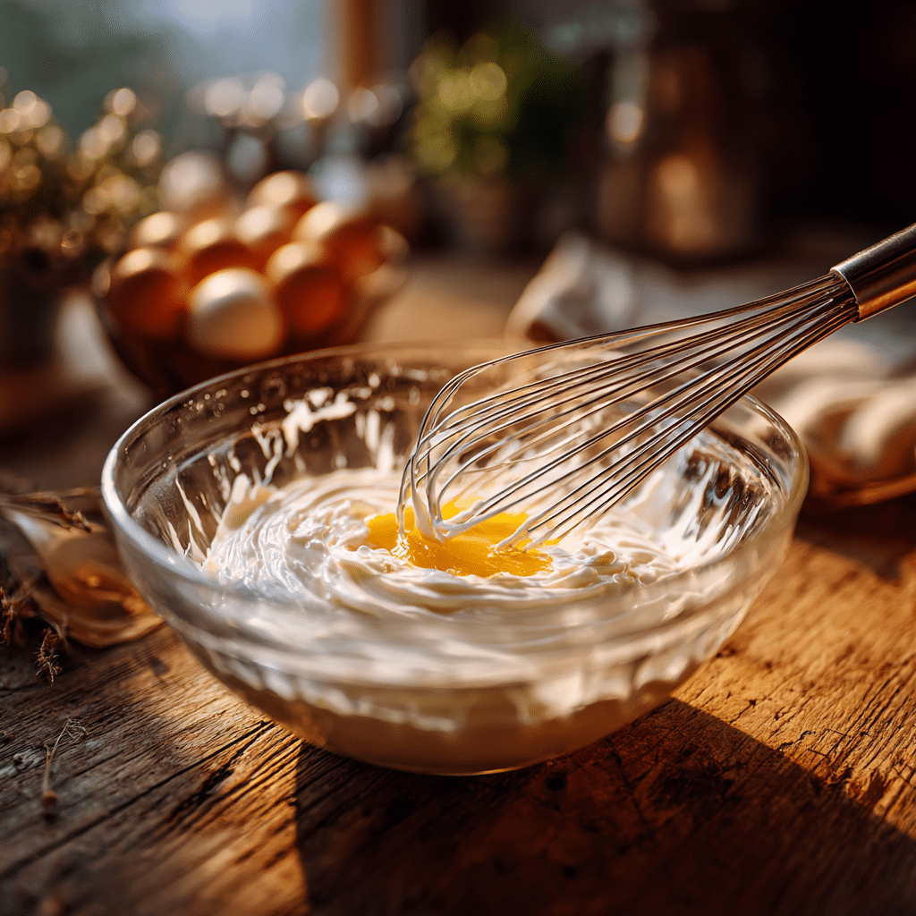 Smoked Salmon Sour Cream Scrambled Eggs – A Creamy, Tangy Breakfast Delight 3 Whisking eggs with sour cream for scrambled eggs