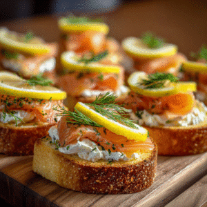 Smoked Salmon Crostini Platter: Elegant, Easy, and Crowd-Pleasing Appetizer Ideas 2 smoked salmon crostini platter with cream cheese and lemon