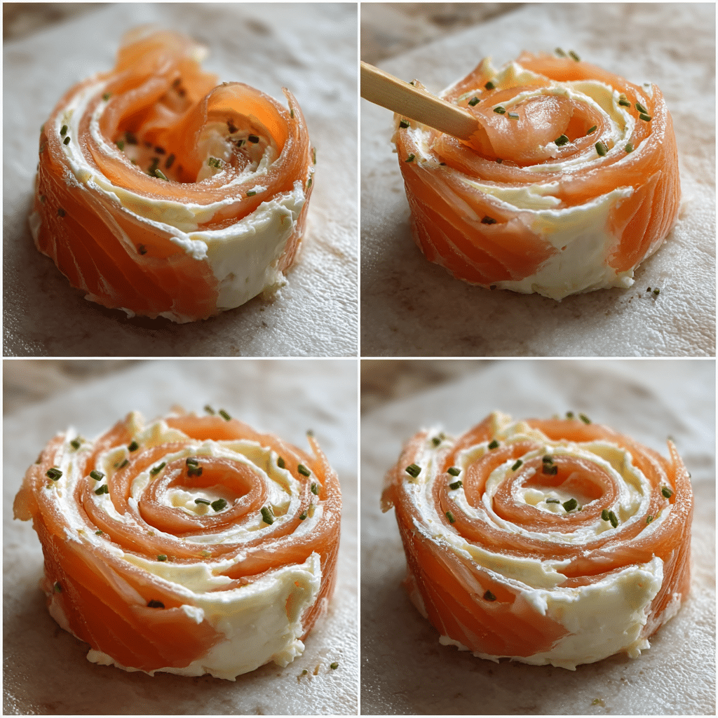 rolling easy smoked salmon pinwheels with cream cheese